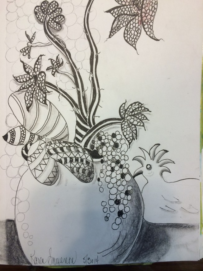 Zentangling a floral display!