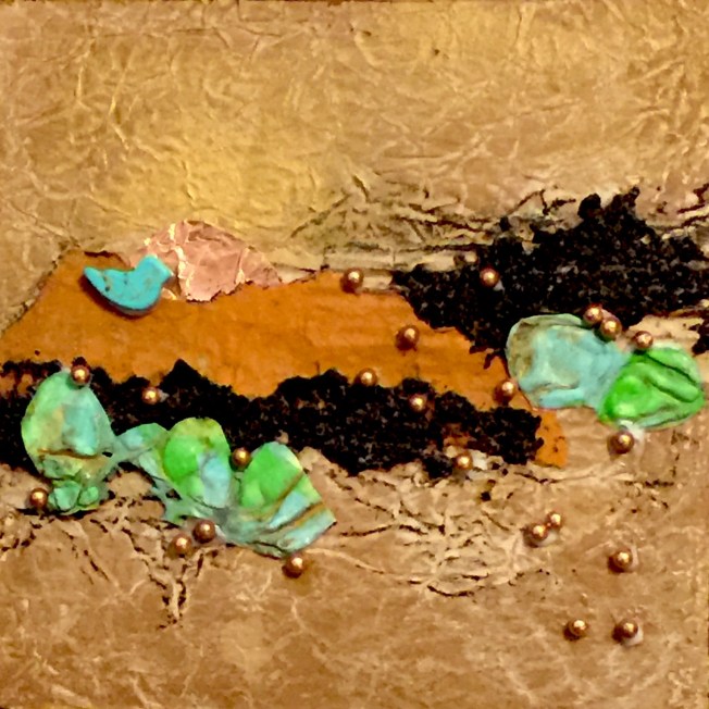 Sunset in the Mountains 6"X 6" on wood.